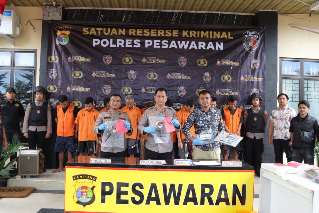 Polres Pesawaran Ungkap 13 Kasus Kriminal Selama Agustus, 9 Tersangka Diamankan