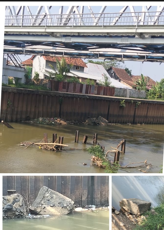 Diduga PT. Agung Maju Wira KSO Tinggalkan Limbah Proyek Jembatan Rel Kereta Api di Aliran Sungai